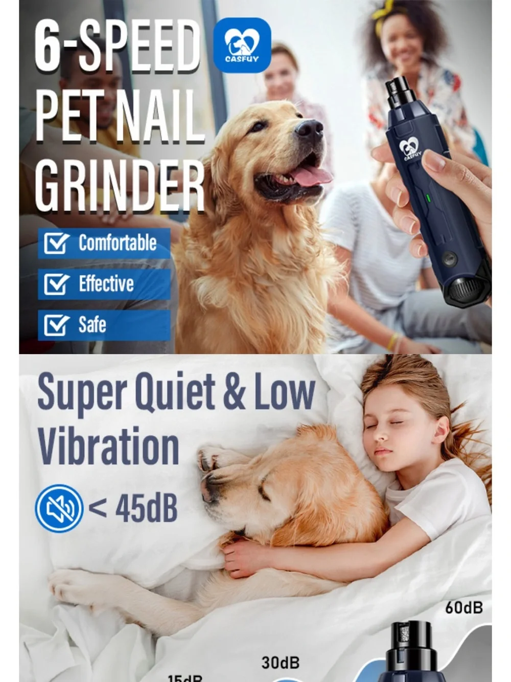 6-Speed Dog Nail Grinder- Rechargeable Electric Dog Nail Trimmer